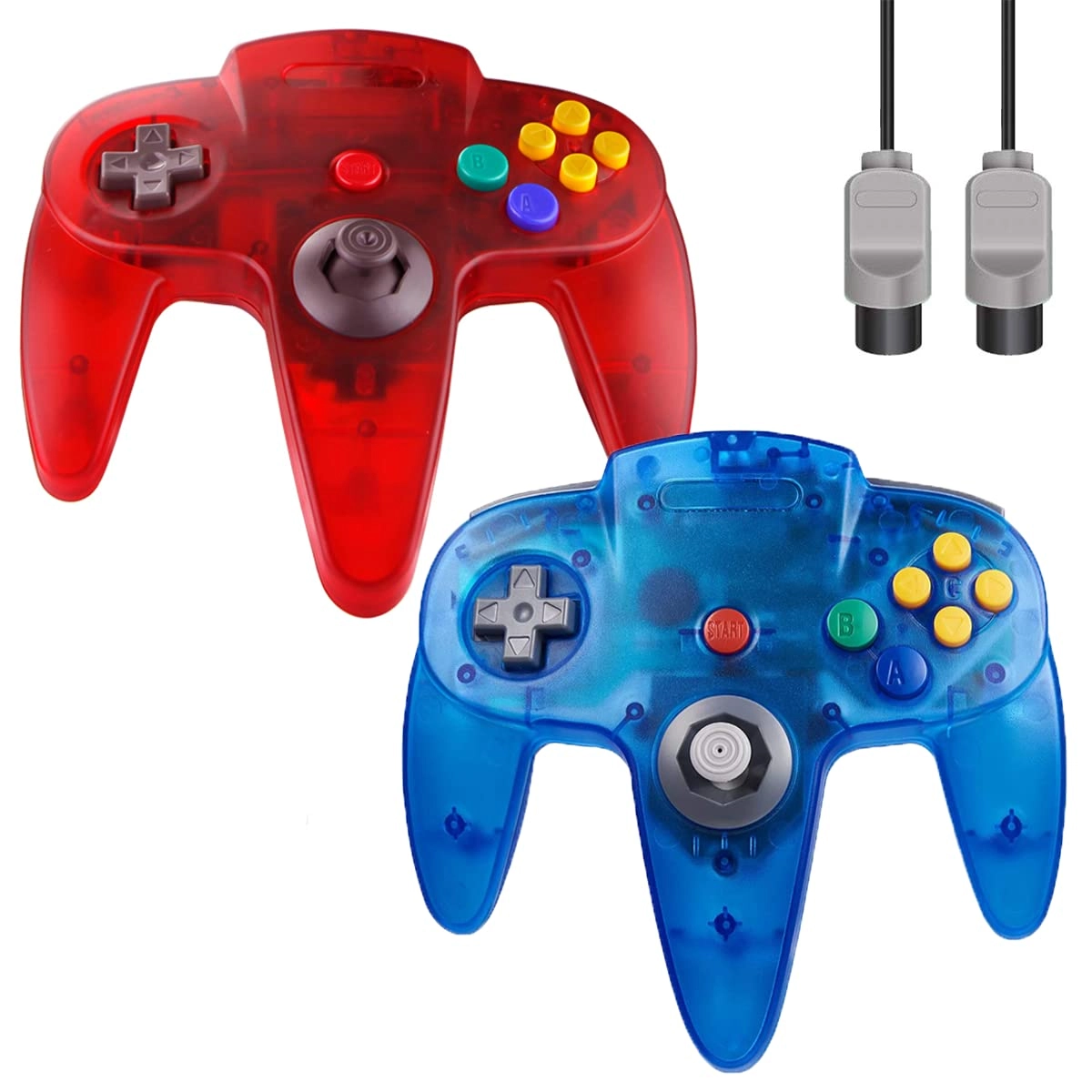 N64 Controller - Transparent Red and Transparent Blue N64