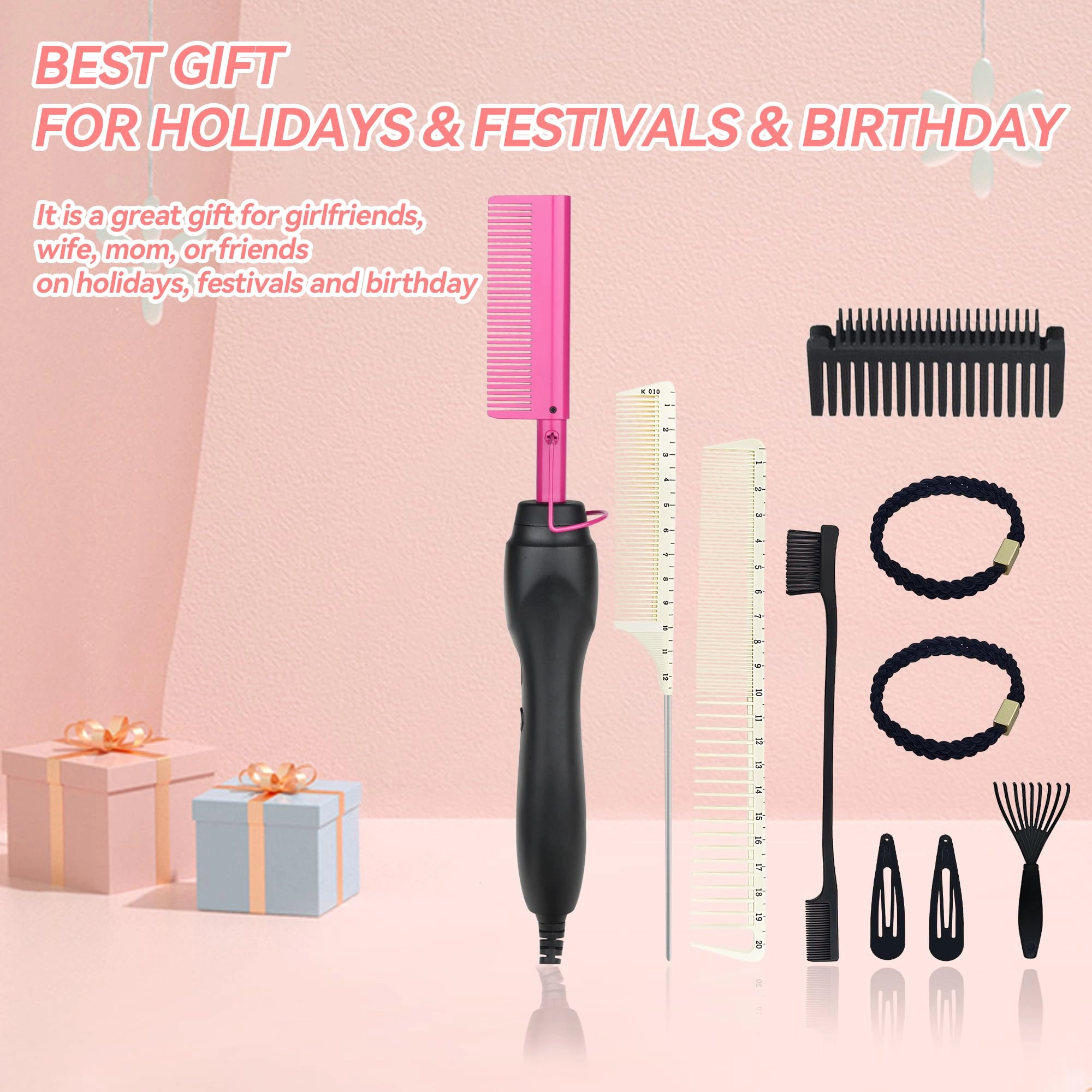 Electric Hot Comb - 12 Inch Multicolored Anti-Scald
