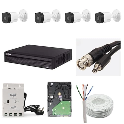 2MP HD CCTV Camera + 4 Channel DVR + 1TB Hard Disk + 90 Meter Cable + BNC/DC Connector + 4 Channel JK Vision Power Supply