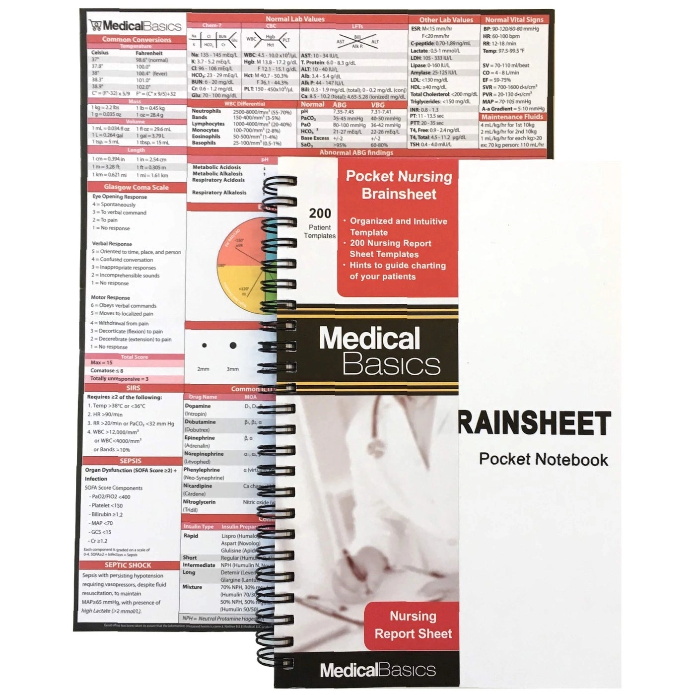 Medical Basics Pocket Nurse Report Sheet Notebook