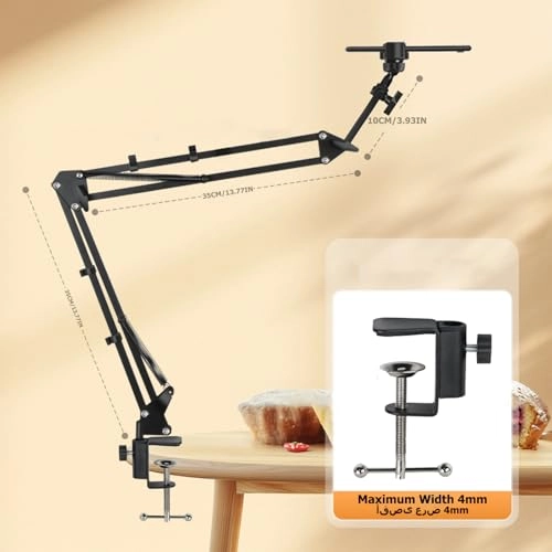 Overhead Camera Mount - 16cm/6.29in Ring Light Phone Mount Arm Stand
