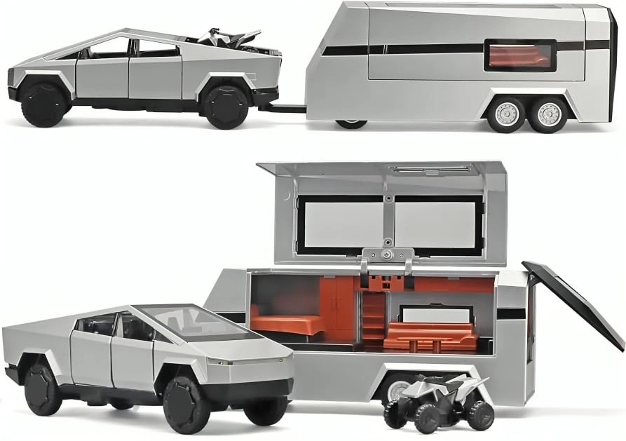 Skytech Tesla Cyber Truck Pickup Trailer RV - 1:32 1pcs