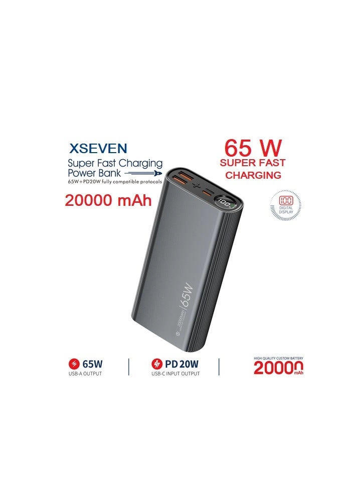 XPOWERBANK - 20000 mAh 65 W Dual QC65W USB-A Ports PD20W USB-C