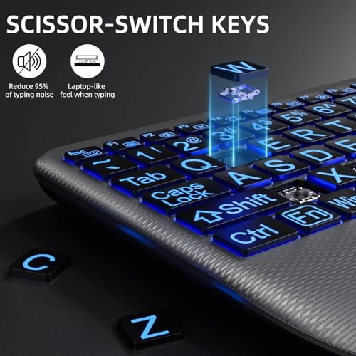 Large Print Backlit Wireless Keyboard - Wireless