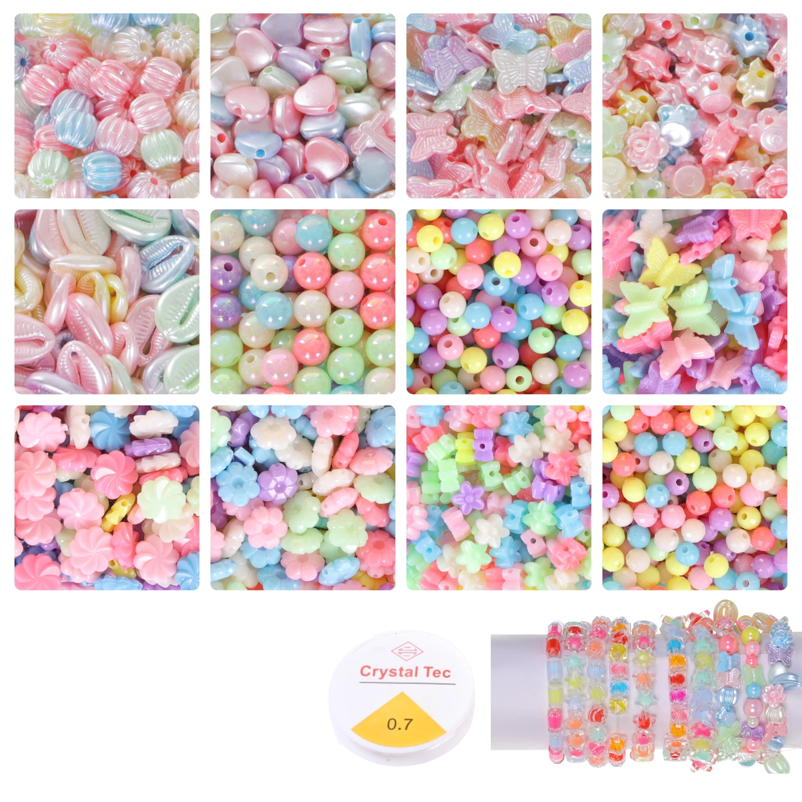 Bracelet Making Kit - 12 Types 10m Elastic Thread