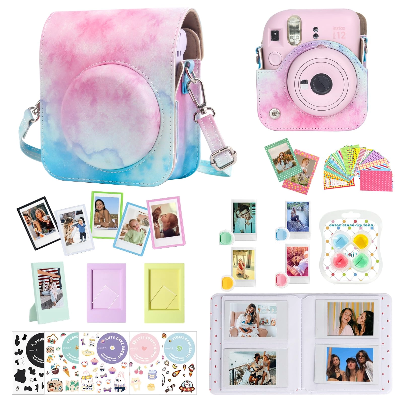 Camera Case + Mini Picture Album + Colorful Mini Frames + Color Filter + DIY Stickers + Funny Border Sticker + Refrigerator Magnet Frames