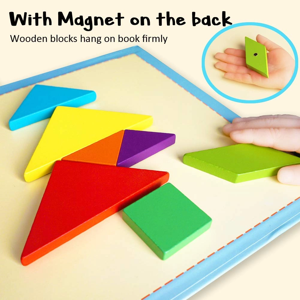 Wooden Tangram Puzzle Book - 3,4,5,6,7,8 Years Old