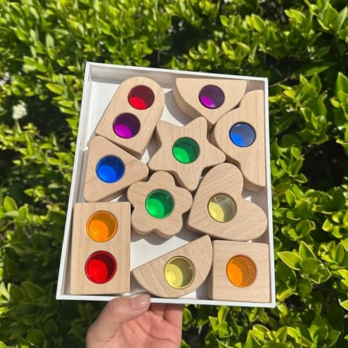 Wooden Colorful Acrylic Cylindrical Blocks Set - 36 months - 17 years 22 pieces