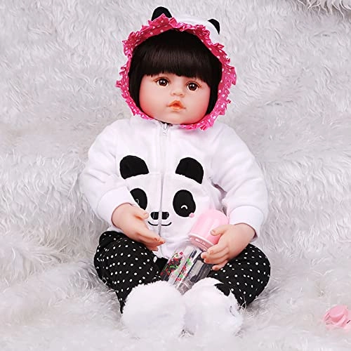 Rebirth Baby Doll - 48cm/58cm Silicone Limbs Cloth Body Panda Clothes Gift Set