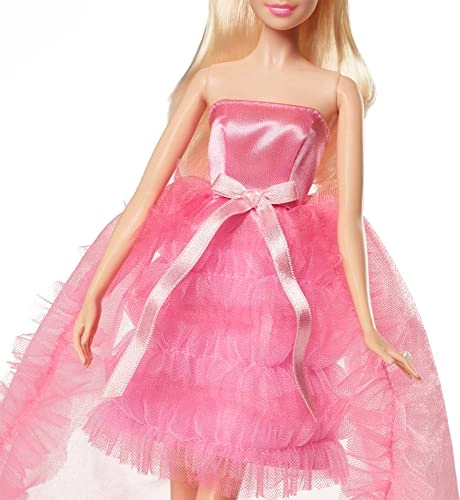 Barbie Birthday Wishes - Blonde Hair Pink Satin and Tulle Dress