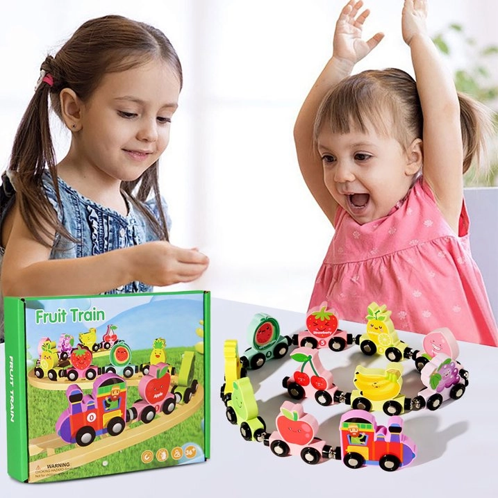 Magnatic Wooden Fruit Montessori Train Set - 3 years & above