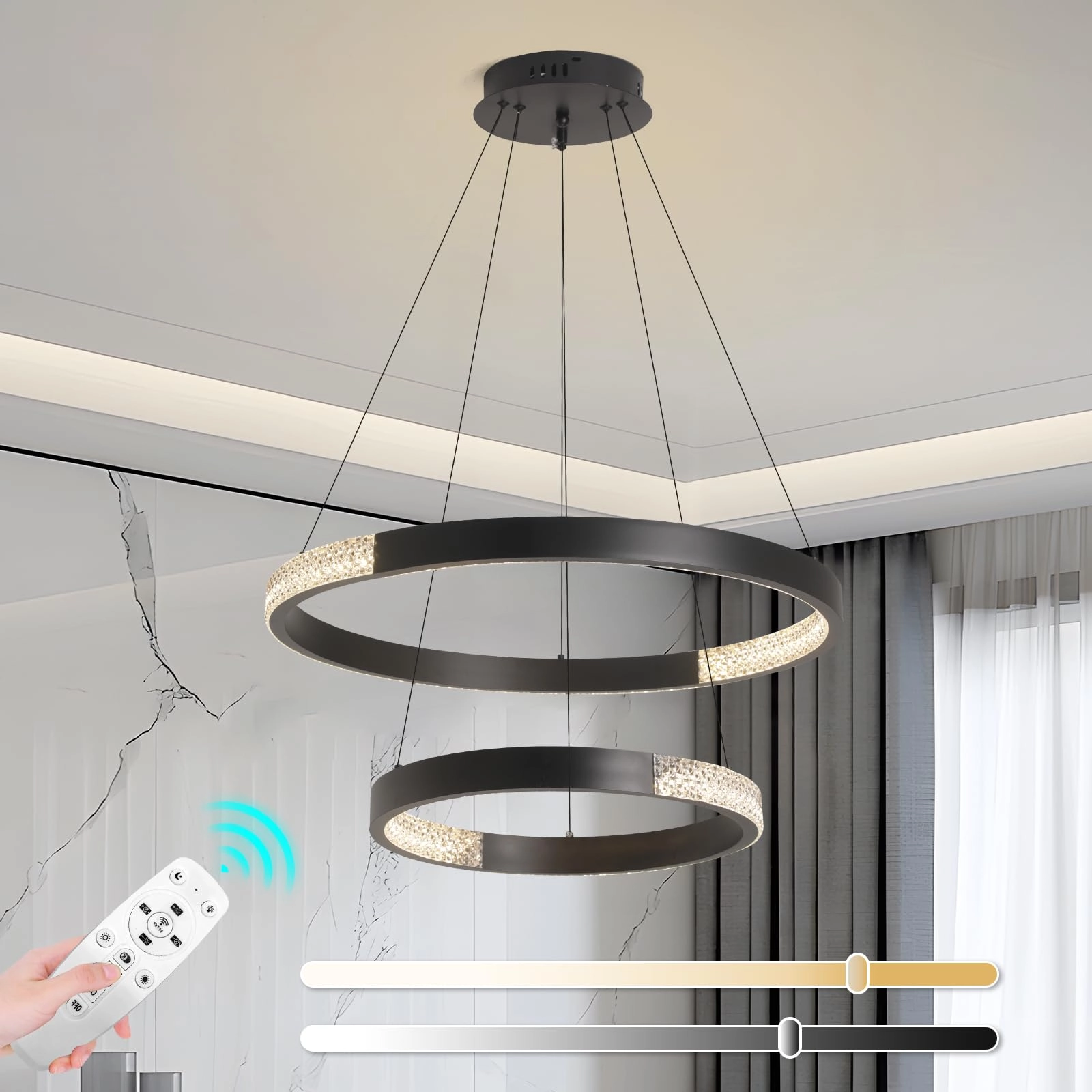 Double Ring Chandelier - Dimmable