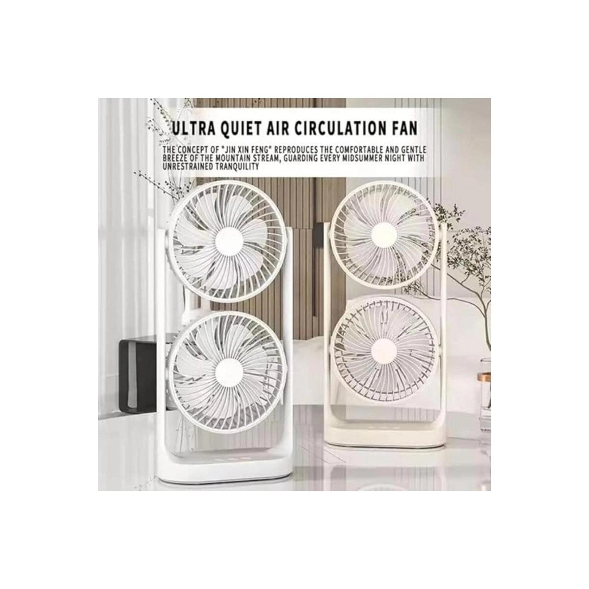 Dual-Head Portable USB Fan - Type-C Charging White