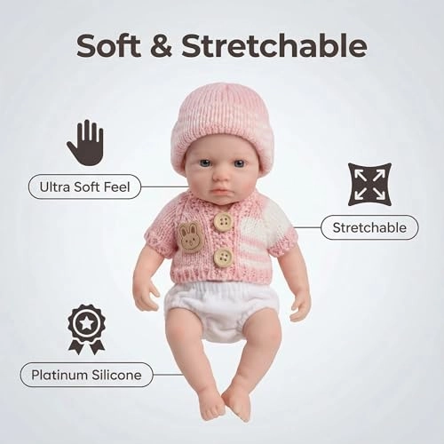 Reborn Baby Doll - 8 inch Full silicone Girl Ages 3+