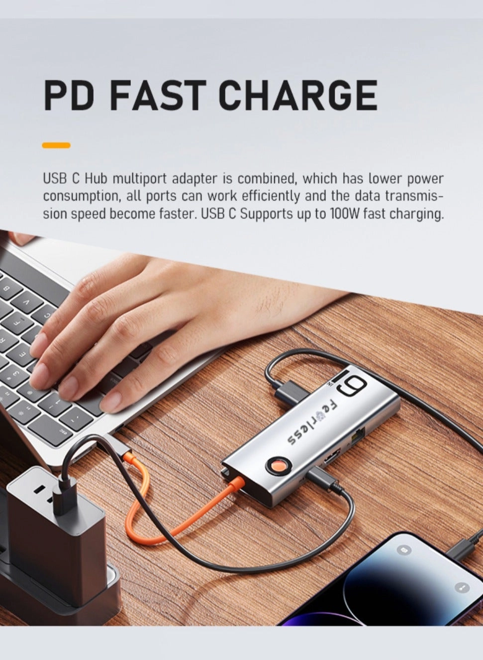 6 in 1 Docking Station - 100W PD 4K30Hz HDMI Gigabit Ethernet