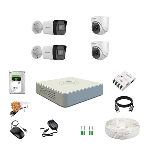 4 Channel Turbo HD DVR + 2 MP Outdoor Dual Light Camera + 2 MP Indoor Dual Light Camera + 1 TB HDD + CCTV Cable + 4 Channel Power Supply + BNC/DC Connectors + HDMI Cable