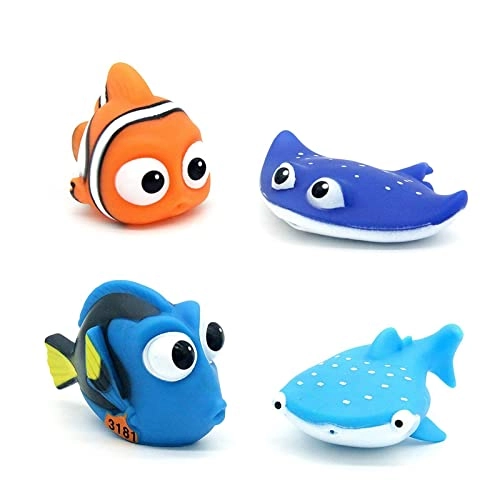 miwen Kid Shower Toy - 4 Pack Shark Bath Squirt Toys