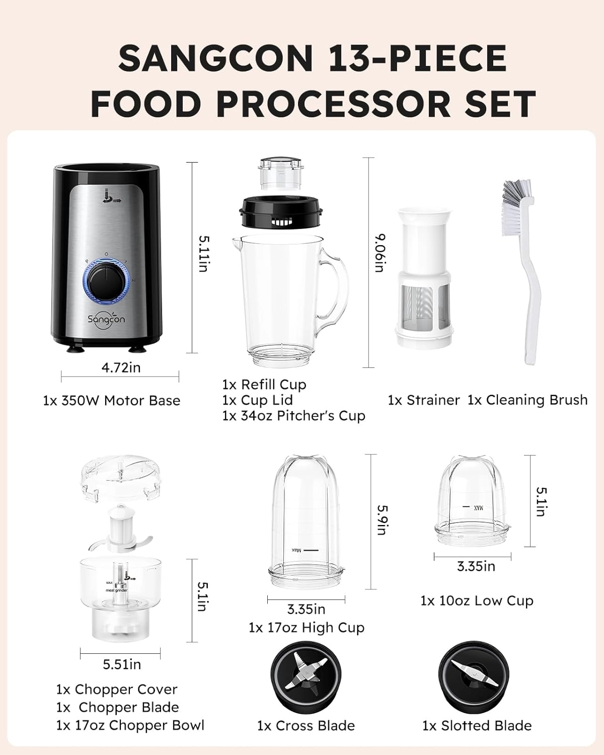 5 in 1 Blender and Food Processor Combo - 350W