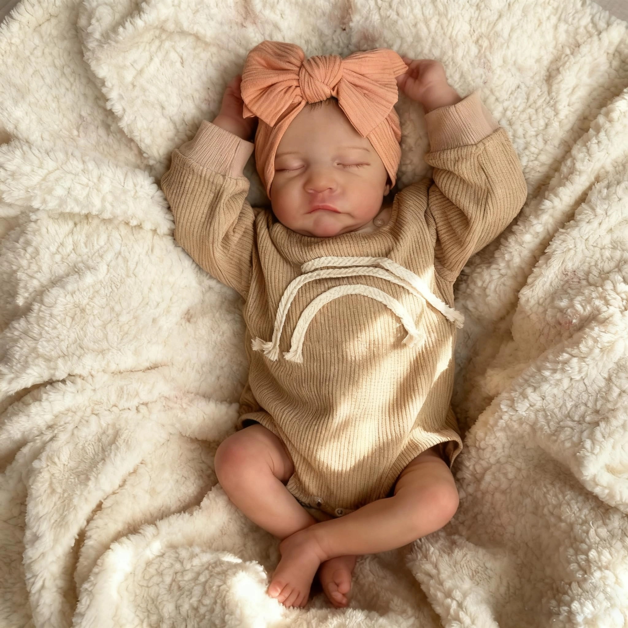 Anano Levi Reborn Baby Doll - 48 cm Silicone Eyes Closed Ages 3+