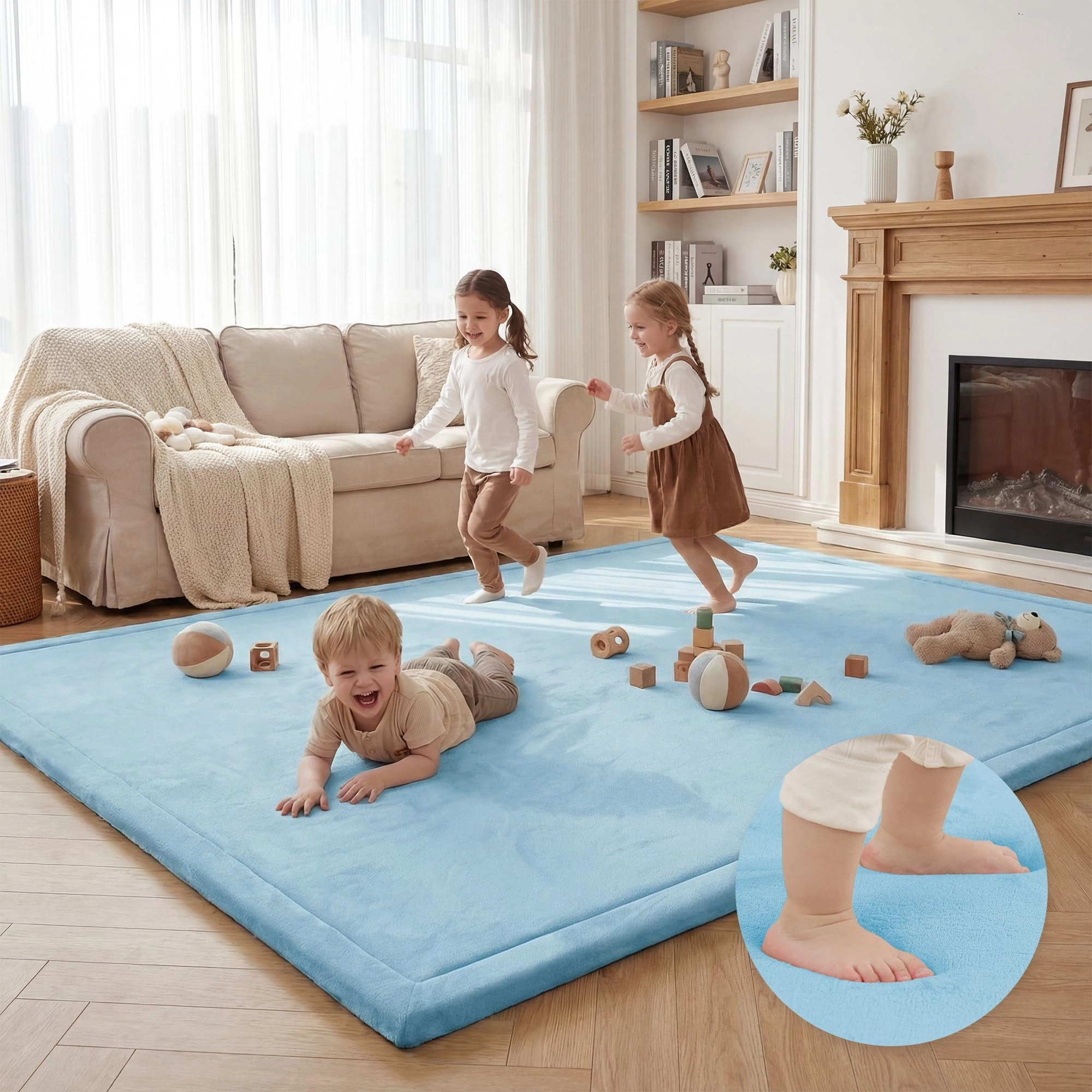 Baby Activity Play Mat - 79"x118" 1.3" Thick Cream