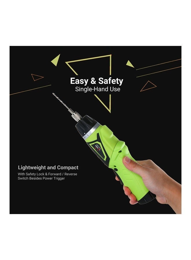 Cordless Electric Screwdriver - 2-Piece 6 Accessories Green