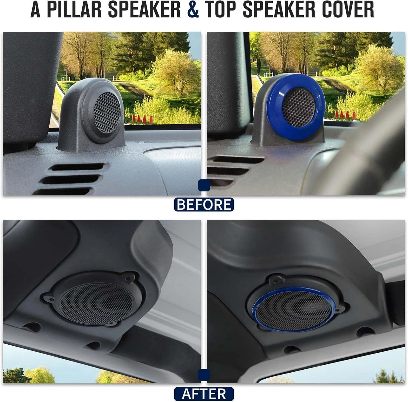 A Pillar & Roof Top Speaker Overlay Cover Trim - Jeep Wrangler JK & Unlimited 2007-2014