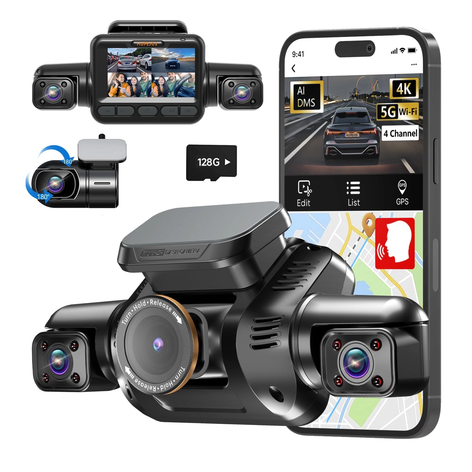 HUPEJOS V8Pro-4CH - 4CH Wi-Fi 128GB