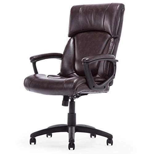 Desk Chair - PU Leather Brown High Back