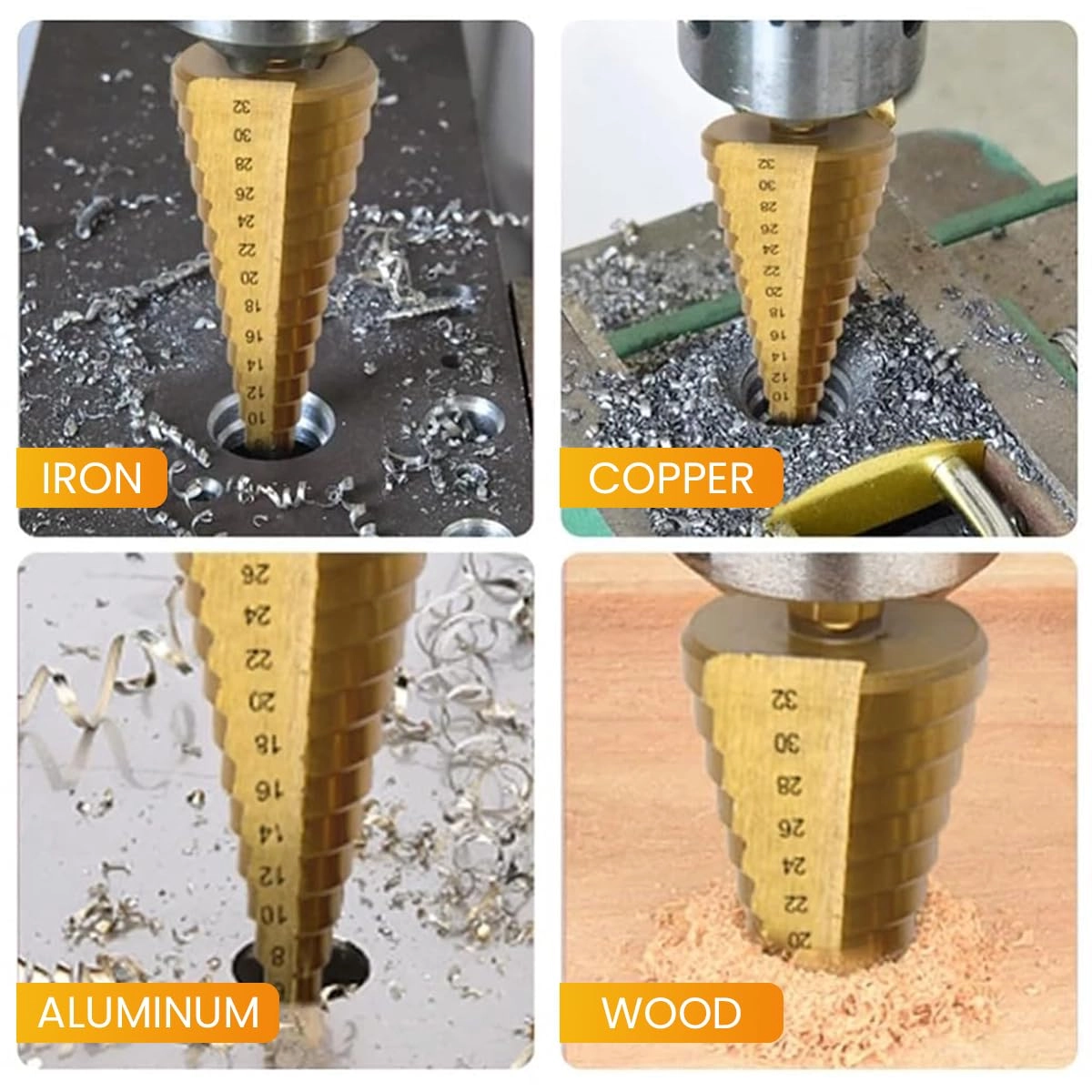 Step Drill Bits - HSS High Speed Steel 6PCS 432MM420 MM412MM6MM8MM3MM