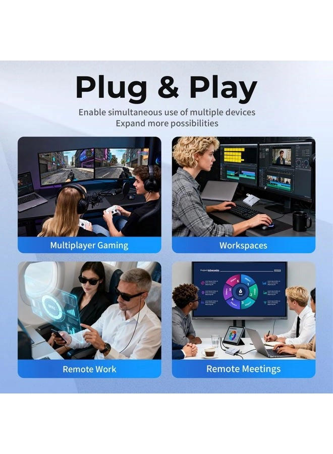 4-in-1 Dual USB-C Display Hub - 4K@60Hz 100W PD USB 3.0 5Gbps