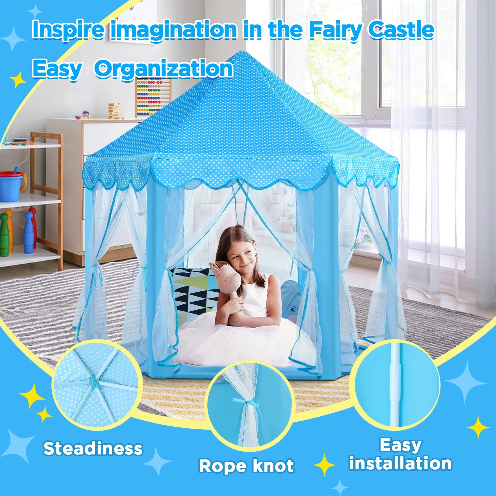 Princess Tent - 55 x 53 inches Pink
