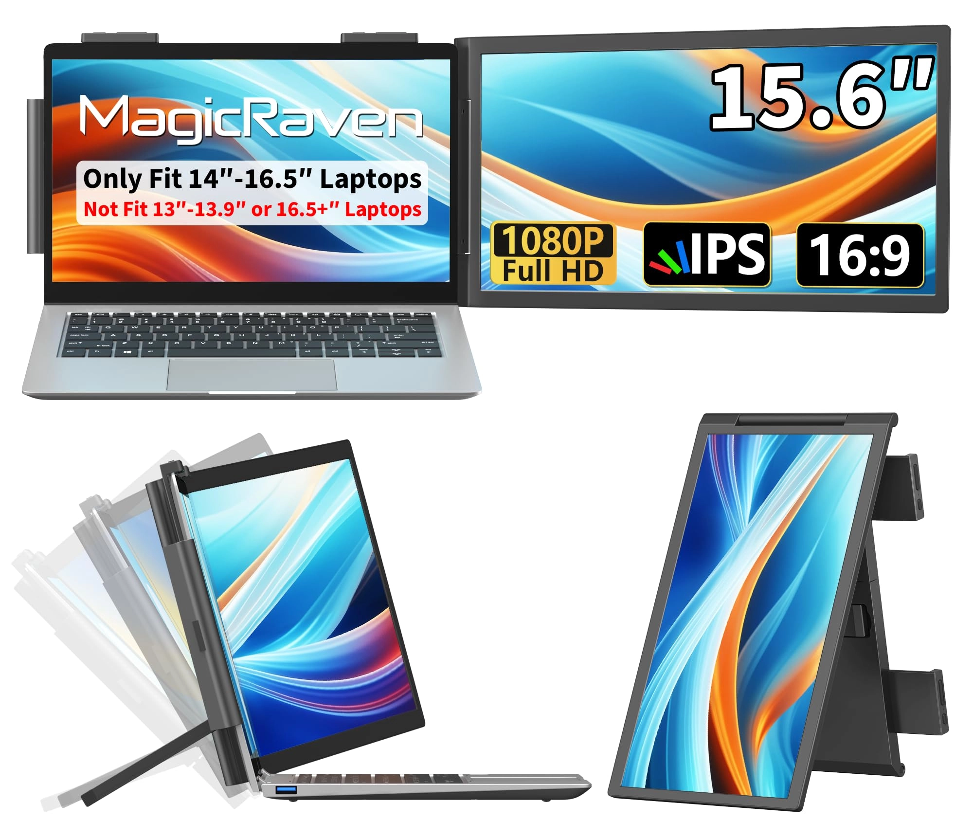 MAGICRAVEN Laptop Screen Extender - A1-15.6"-1080P-60Hz 1920x1080 15.6 Inches