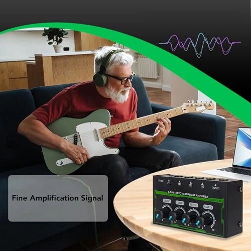 4 Channel Headphone Amplifier - Mini Metal 6.35mm Output 7 Color Breathing Light