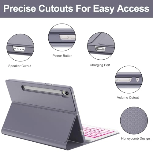 Keyboard Case with S Pen Holder for Galaxy Tab S10 FE 10.9-inch (2025), S9 FE 10.9-inch (2023) and S9 11-inch (2023)