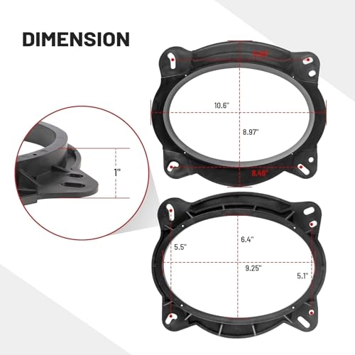 Front Door Speaker Adapter - 6X9 Inch + Speaker Wiring Harness
