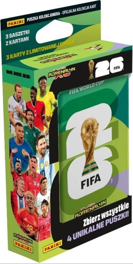Panini Adrenalyn XL FIFA World Cup 2026 Pocket Tin - 4 tins Each tin: 5 boosters (8 cards each) + 4 limited edition cards