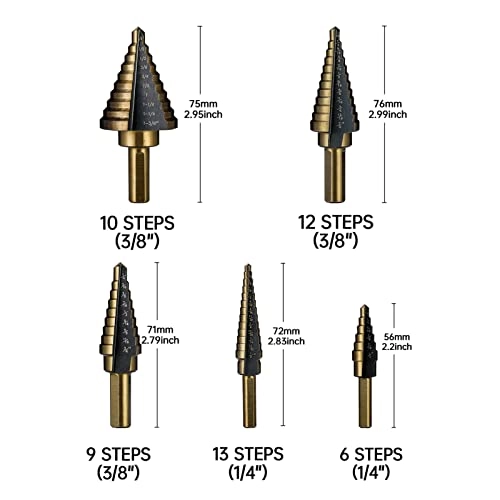 Step Drill Bits - HSS Titanium 5PCS