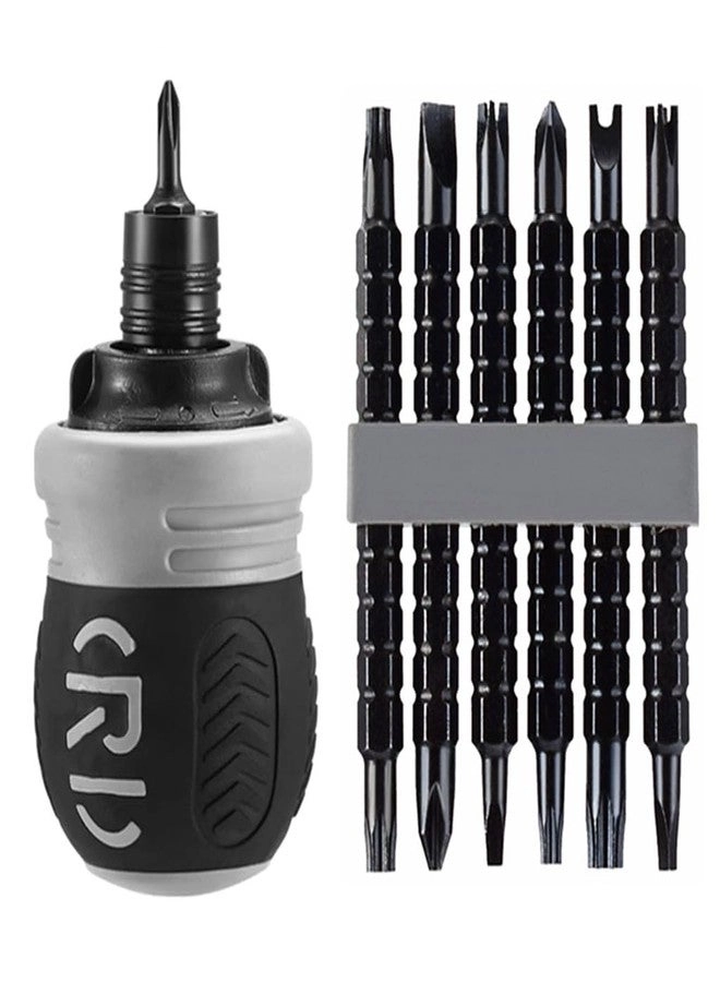 Kinteshun Ratcheting Stubby Multi-Bit Screwdriver Set (12 Pcs)