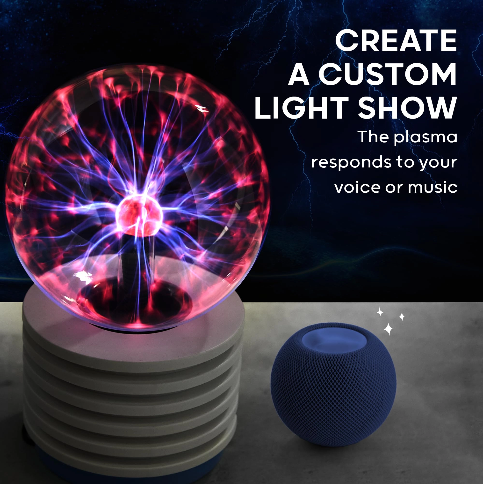 Plasma Globe - Touch & Sound Sensitive White