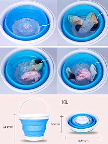 Hokaime Mini Portable Ultrasonic Turbine Washing Machine Foldable Bucket Type USB Laundry Clothes Washer Cleaner for Home Travel