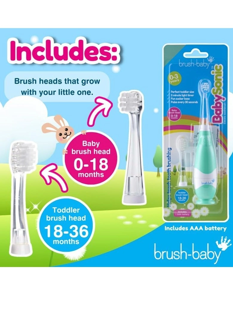 BabySonic - Infant and Toddler 0-3 Years 2 Sensitive Brush Heads Teal