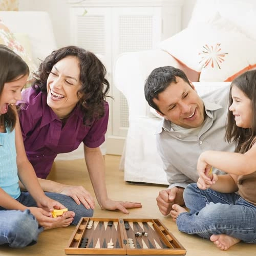 Wooden Folding Inlay Backgammon - Premium Double Stripe