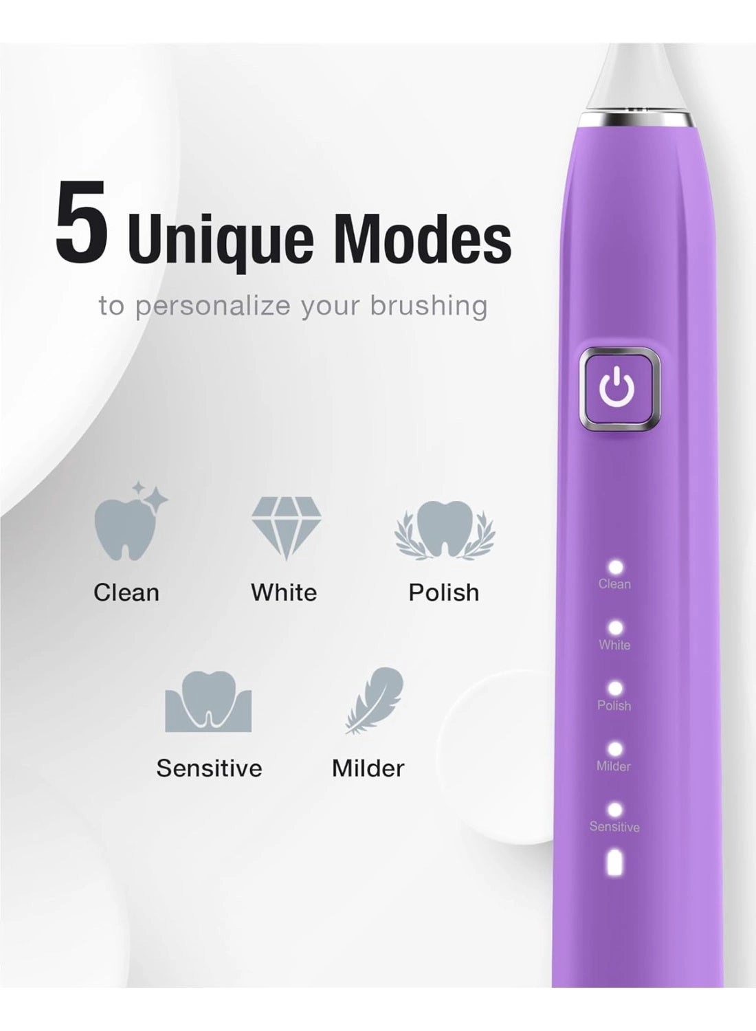 Sonic Electric Toothbrush - 6 Brush Heads 90-Day Battery