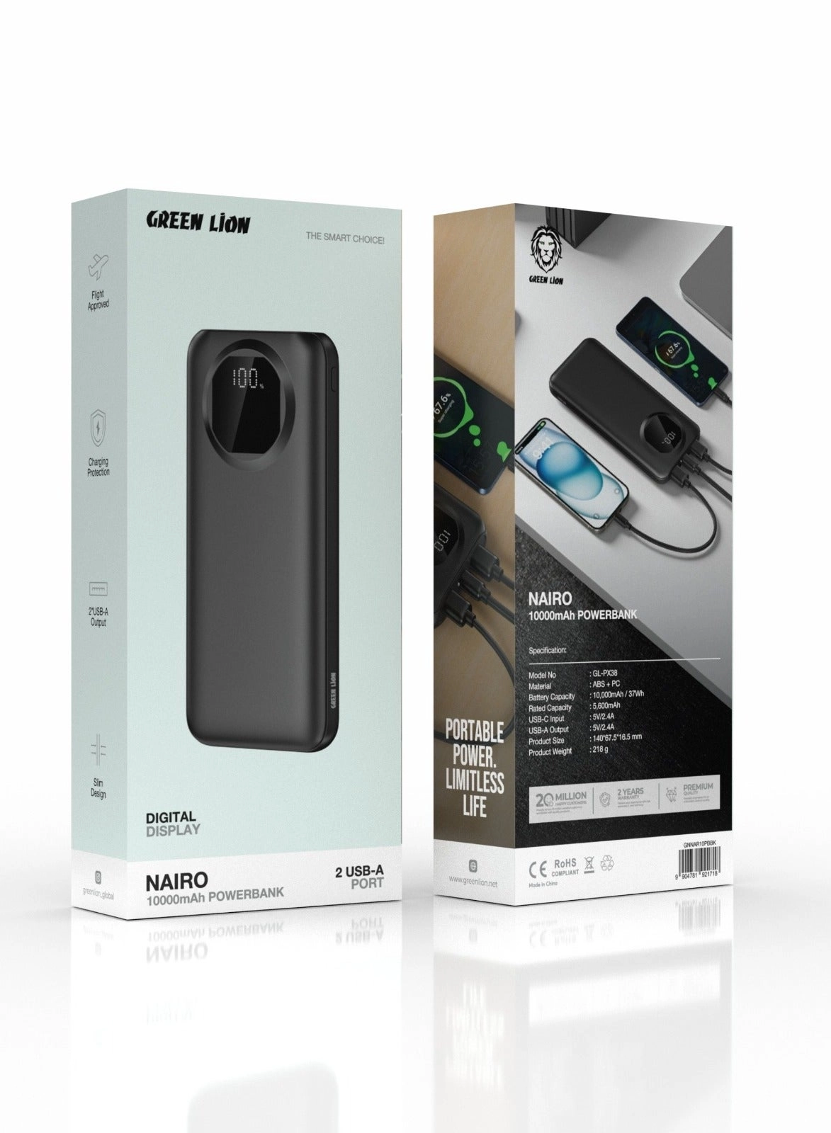 Nairo - 10000mAh 37W Fast charging Dual USB-A USB-C