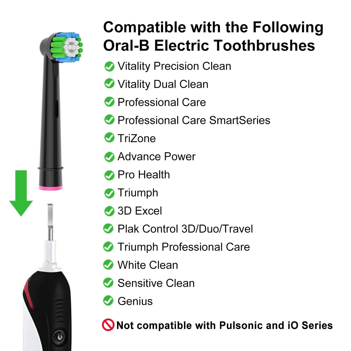 Replacement Heads Compatible with Electric Toothbrush - 8pcs 4 Precision Clean 4 Cross Clean Black