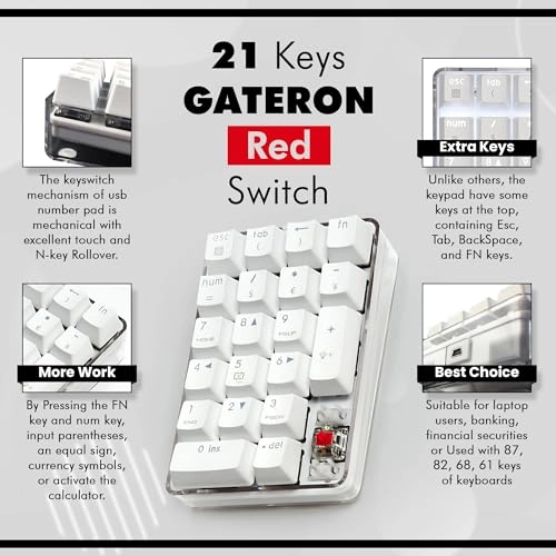 Mechanical Numeric Keypad - GATERON Red Switch