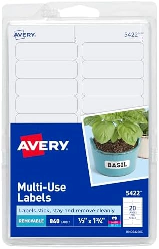Avery Self-Adhesive Removable Labels - 840 0.5 x 1.75 Inches