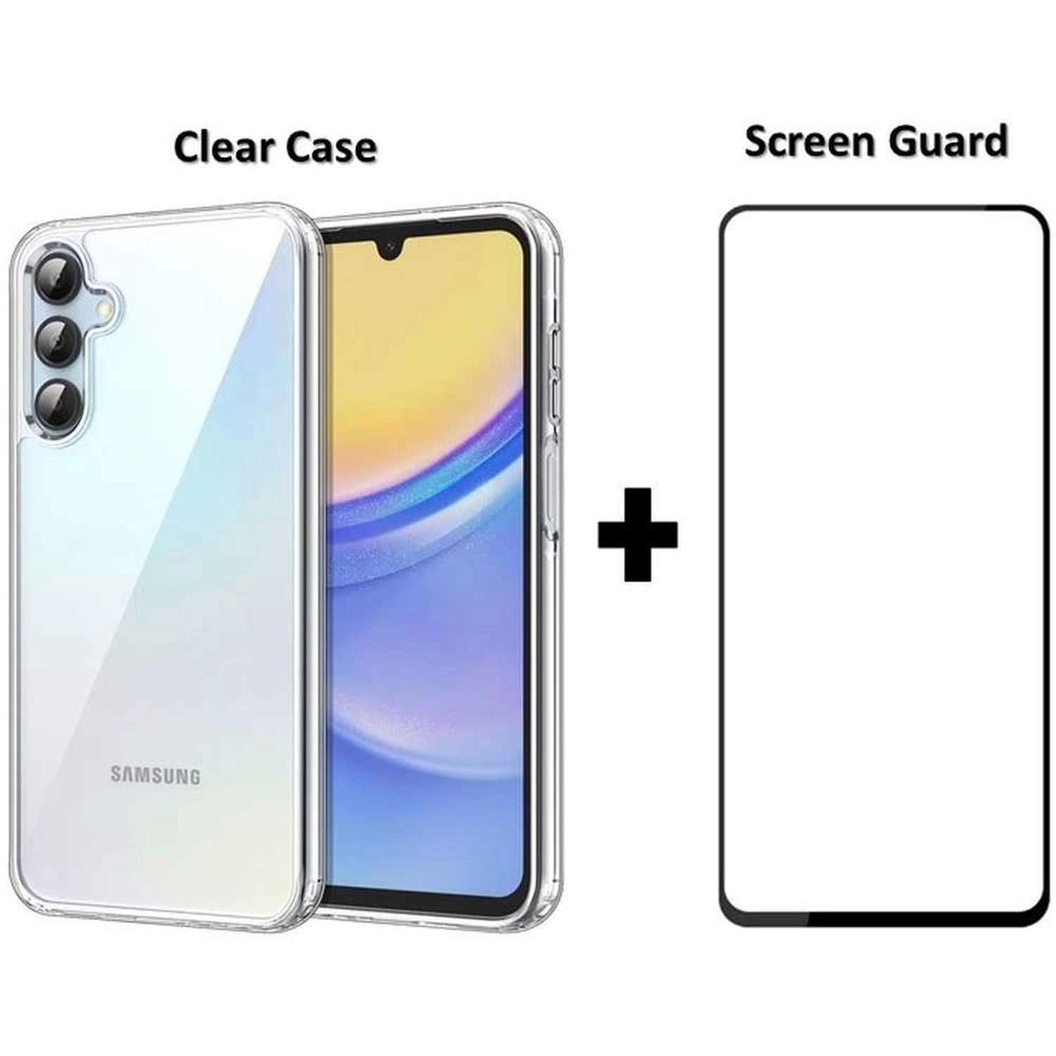 Fitit Clear Bumper TPU Case - TPU, PC Clear Case + Screen Protector for Samsung Galaxy A55