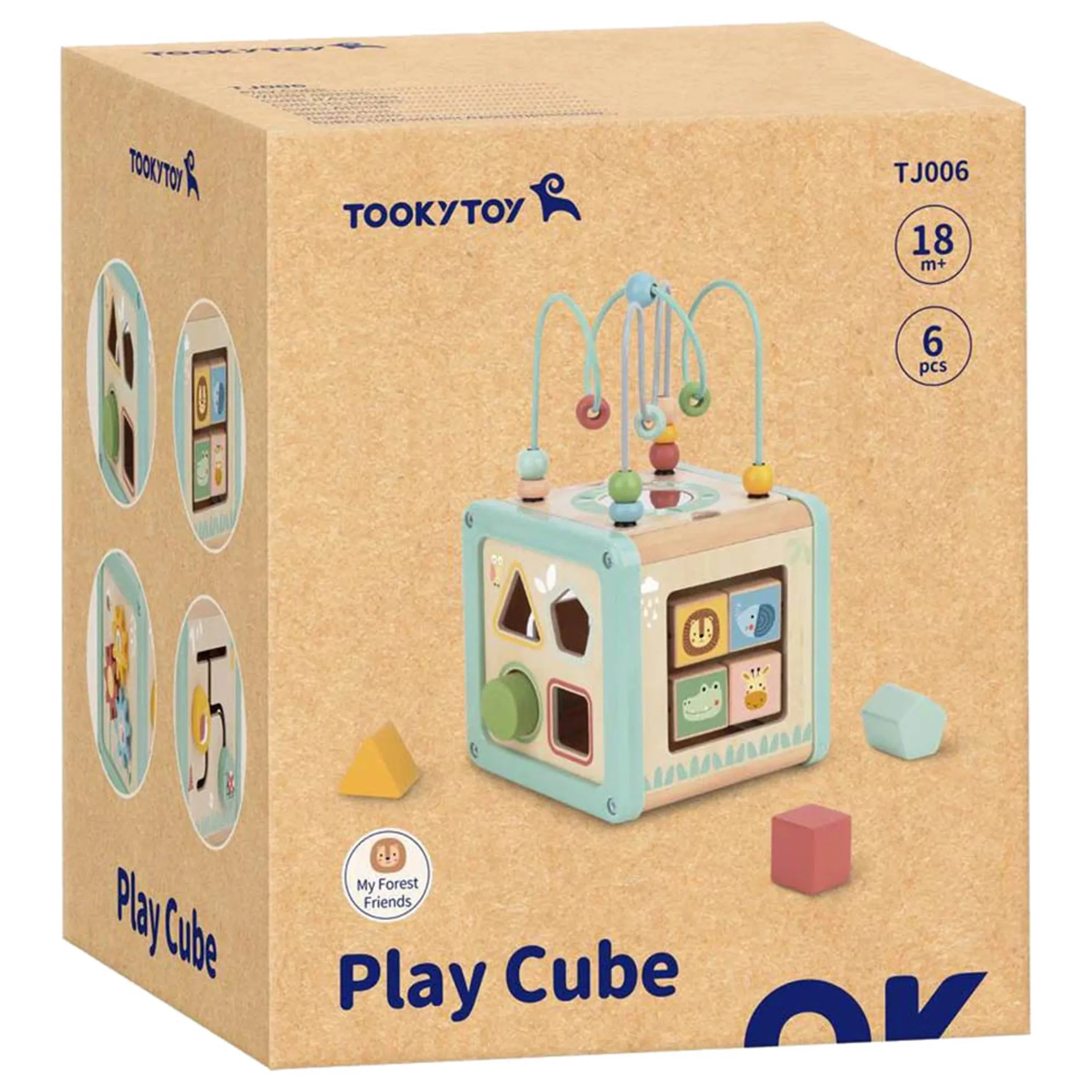Wooden Activity Play Cube - 18 months+ 6 pieces