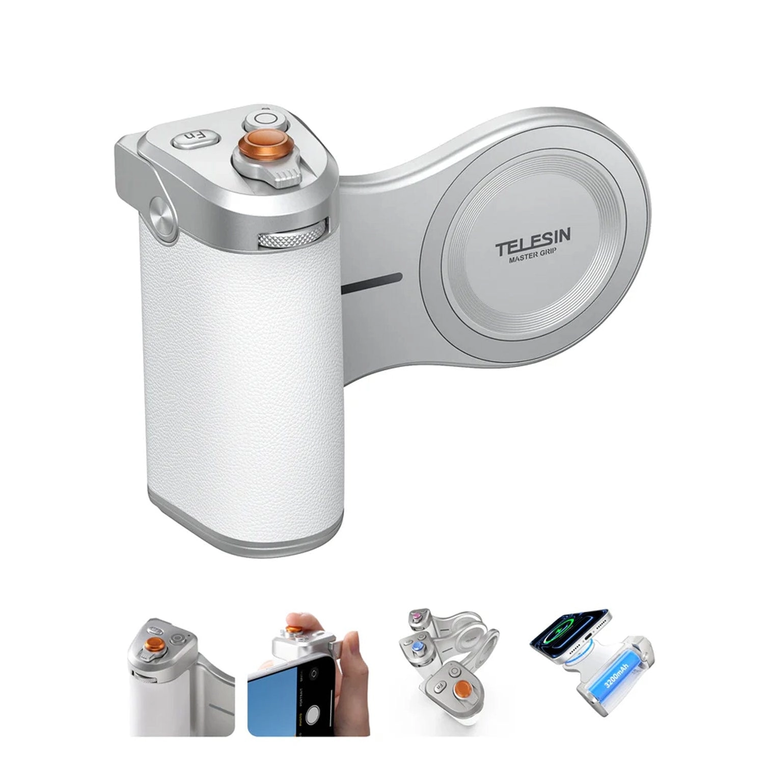 TELESIN Magnetic Pro Shot Imaging Camera Grip - 3200mAh Battery Shutter Button for iPhone 12 and Later